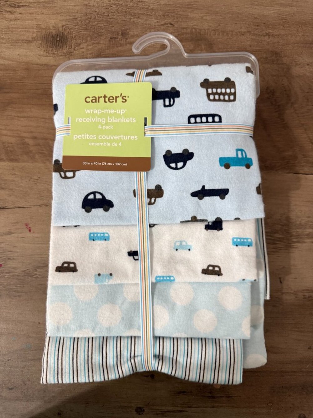 NWOT Carter's Blue Cars Receiving Blankets 4 Pack 💙